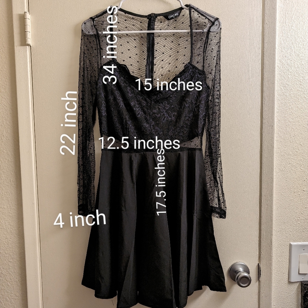 Black dress with mesh long sleeves